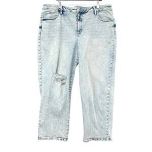 Ava Viv High Rise Slim Straight Light Wash Distressed Straight Leg Jeans Size 26